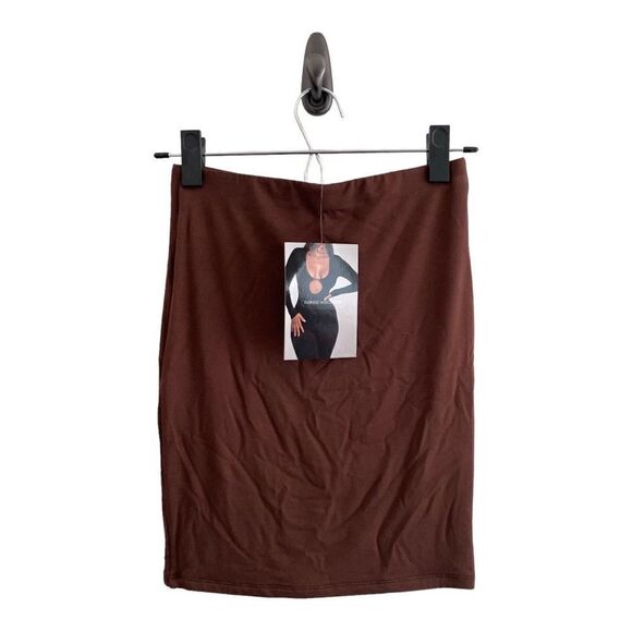 NWT Naked Wardrobe Snatched Mini Skirt In Chocolate Small - Picture 4 of 6